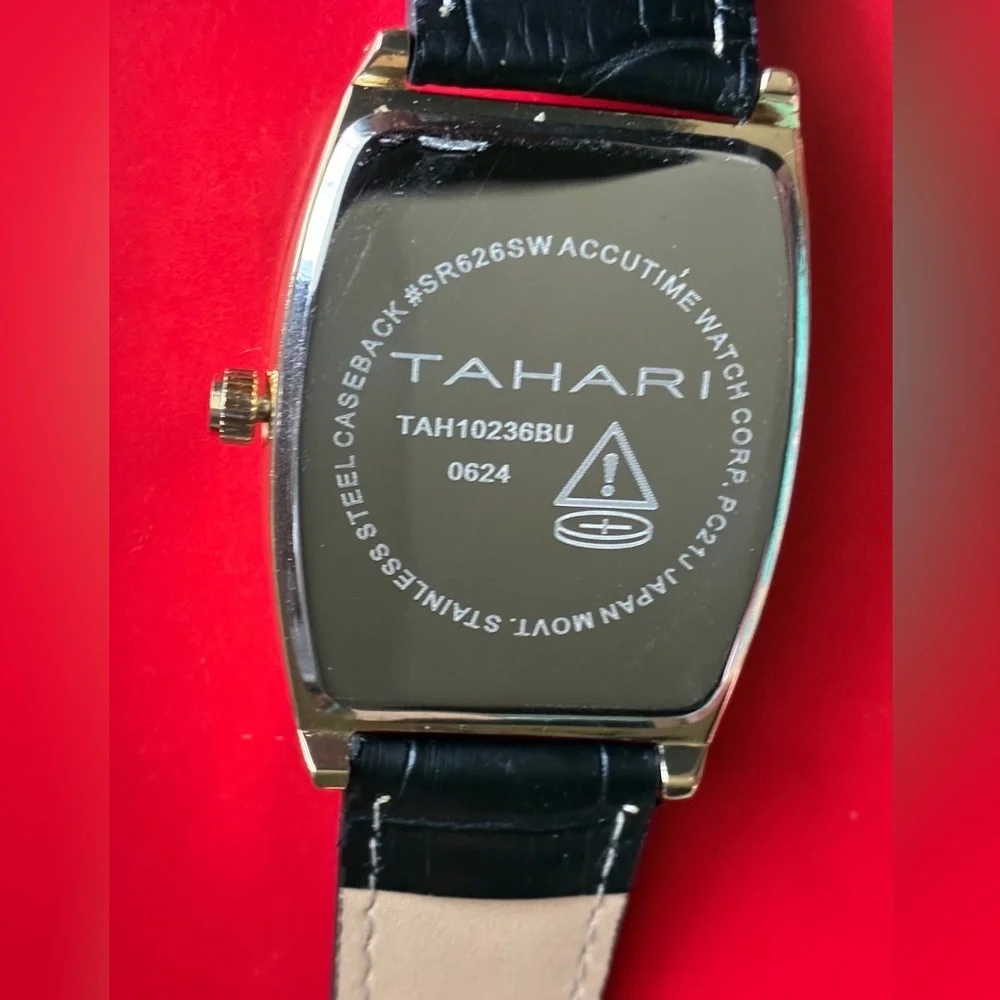 Tahari Gold and Black Men's Watch with Green Dial